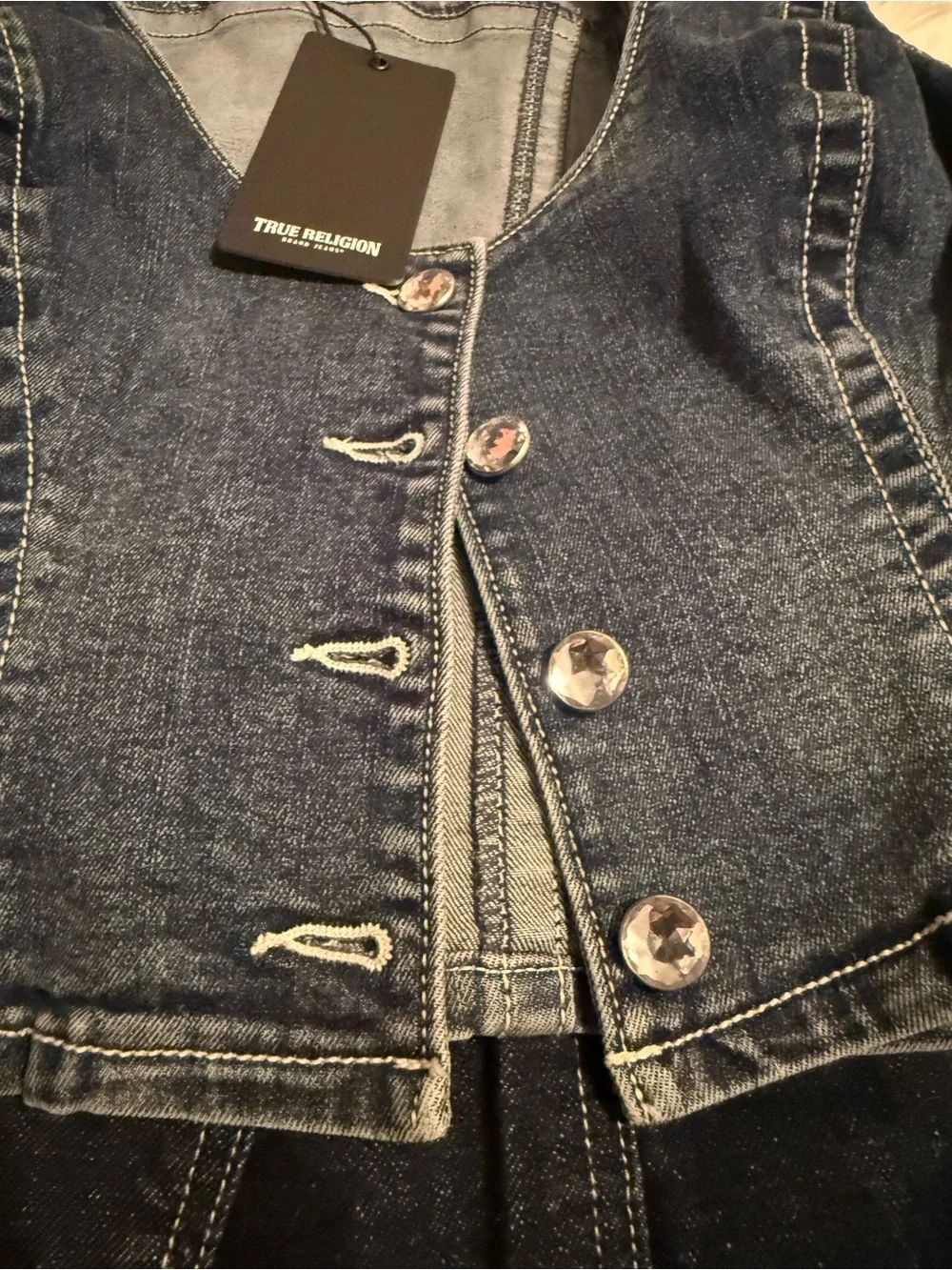 Dark Wash Denim Vest True Religion brand and Skirt Emory Park brand